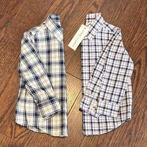 Janie and Jack Kids Plaid Button Down Shirts - Navy and Lavender 18-24 months